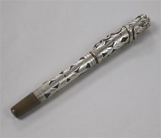 A Watermans sterling silver overlaid fountain pen 13.5cm.